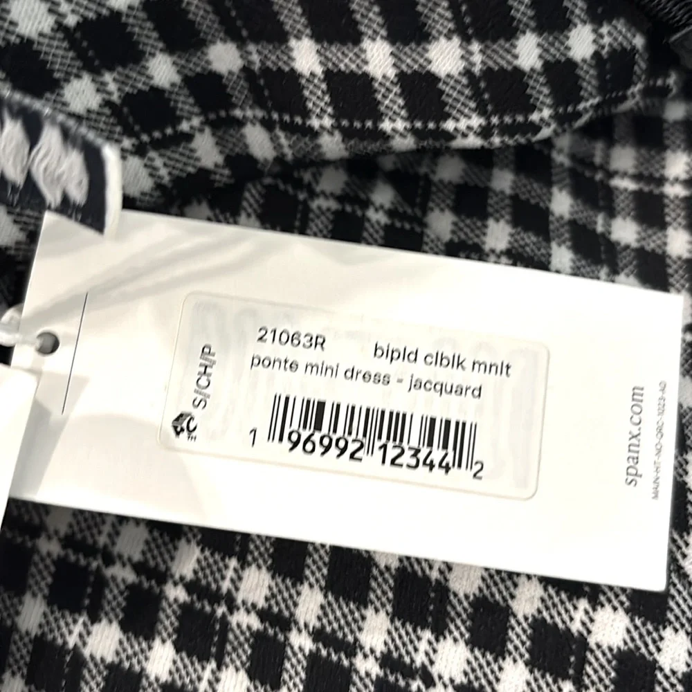 Spanx Ponte Black & White Plaid –‎ Stretch Fabric Elegant Checkered Dress Size S